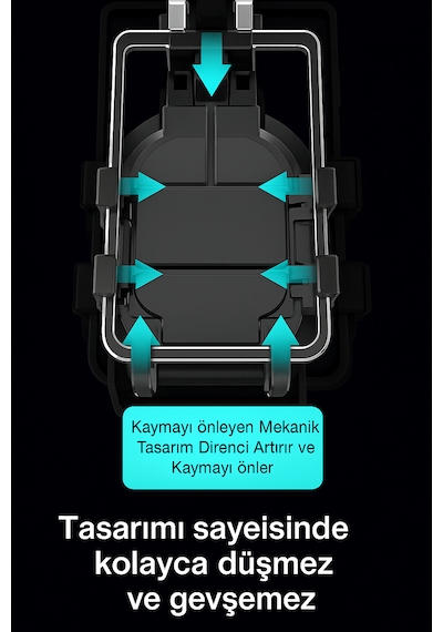 Titreşim Önleyici Gidon Telefon Tutucu Dayanıklı Abs Paslanmaz Çelik Yapı 4.7-6.9" Uyumlu Mat Siyah