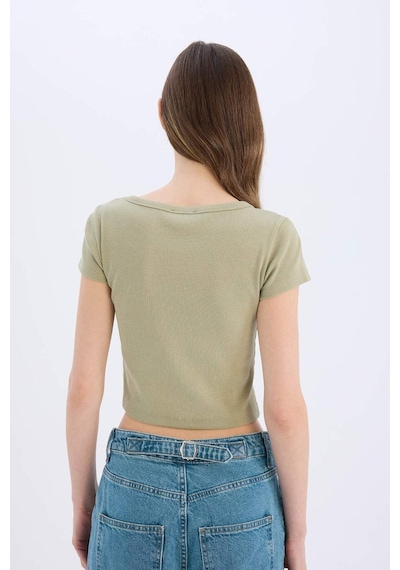 DeFacto Coool Fitted Fitilli Kaşkorse Basic Düz Kısa Kollu Tişört E0290AX25SMKH271