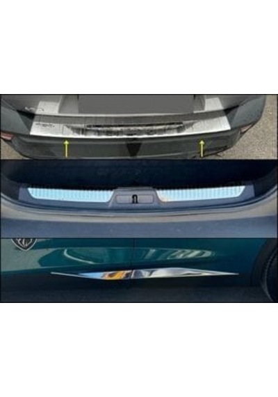 Peugeot 408 Krom Set 2022 6 Parça Paslanmaz Çelik Yan Kapı Çıtası + Arka Tampon + Bagaj İç Eşiği