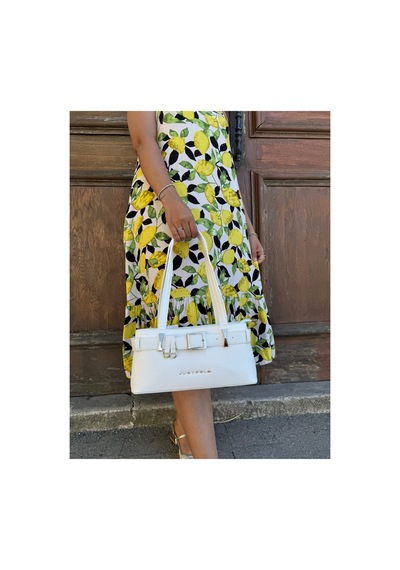 Just Polo Kadın Gold Aksesuarlı Kemer Detaylı Şık El Çantası Shopper Ebat : 14 X 30 Cm Beyaz
