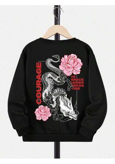 Startmore Siyah Unisex Kadın/erkek Siyah Courage Oversize Bisiklet Yaka Pamuklu