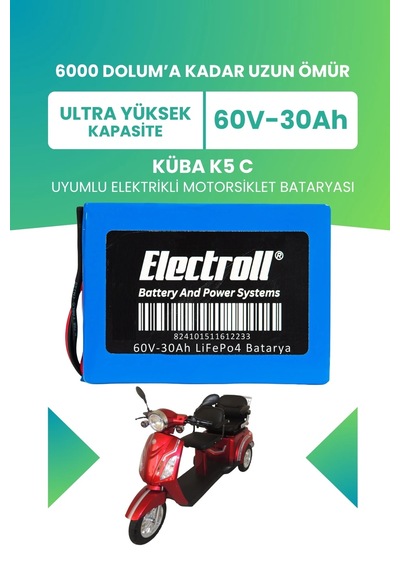 Küba K5 C Uyumlu Batarya Ultra Yüksek Kapasite Lifepo4 60v 30ah Elektrikli Motosiklet Bataryası