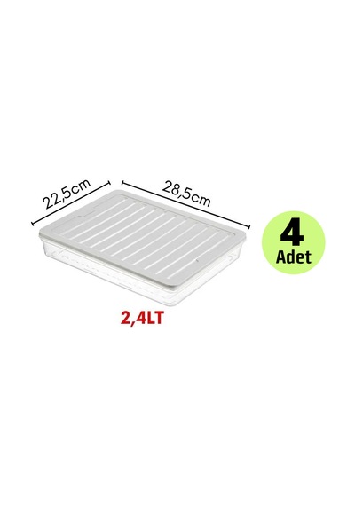2'li Fitbox Set 2400 Ml Hava Geçirmez Buzdolabı Ve Buzluk Düzenleyici Gri Kapak
