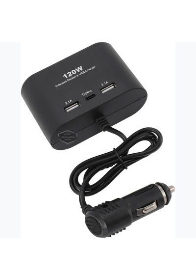 Şüscaroto Aksesuar Üniversal 3'lü Çakmak Soketi 120W Çakmaklık Çoğaltıcı 2 Usb 1 Type-c Araç Şarj Cihazı 12V/24V