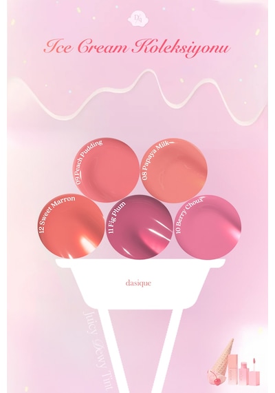 Dasique Yoğun Parlaklık Ve Canlı Renkler Sunan Kalıcı Tint Juicy Dewy Tint 09 Peach Pudding 09 Peach Pudding