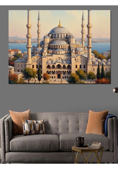 Ahşap Tablo İstanbul Camii Ve Şehir Görünümü