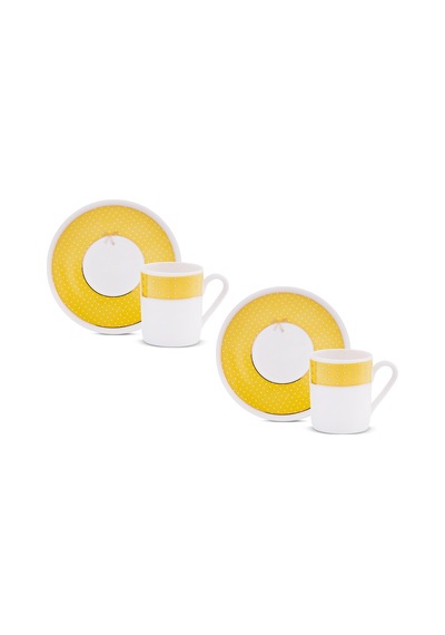 Aryıldız Nila 4 Parça 2 Kişilik Kahve Fincan Takımı Sarı 90 Ml Çok Renkli