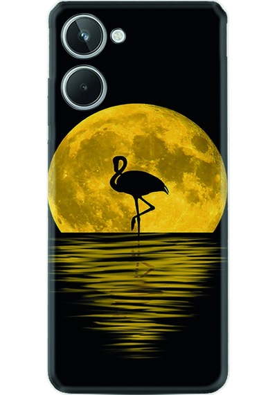 Realme 10 4G Silikon Desen Özel Seri Ay Ve Flamingo 1775
