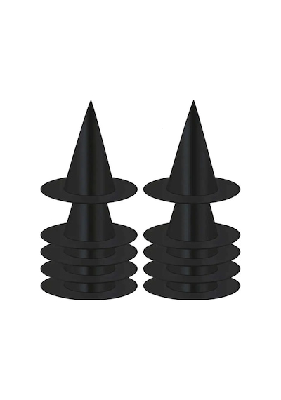 8 Adet Siyah Cadı Şapkası Yetişkin Ve Çocuk Kostüm Aksesuarı Polyester