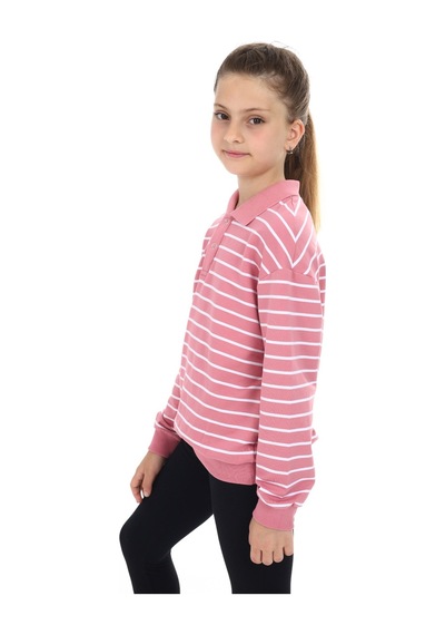 Toontoy Kız Çocuk Çizgili Sweatshirt Gülkurusu