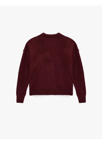 Koton Uzun Kollu Bisiklet Yaka Asimetrik Kesim Triko Kazak Bordo 6wal90041ht Bordo