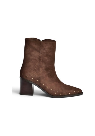Fox Shoes Z308400102 Kahverengi Süet Kalın Topuklu Pimli Kadın Bot