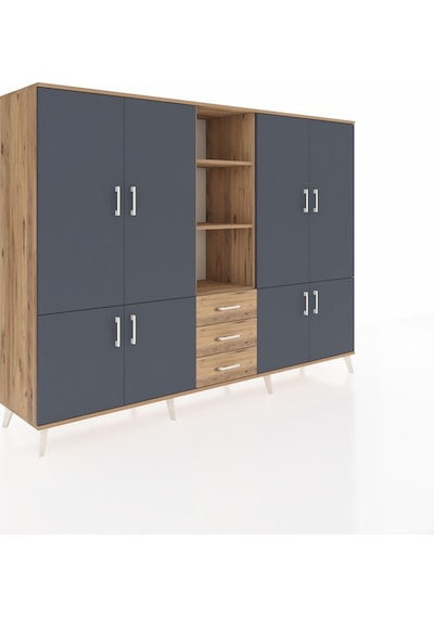 Hyperion Dolap 11 Raflı 3 Çekmeceli 8 Kapaklı 220x44x163 Çam-antr Çam-antrasit/çam Hyperion Dolap 11 Raflı 3 Çekmeceli 8 Kapaklı 220x44x163 Çam-antr Çam-antrasit/çam