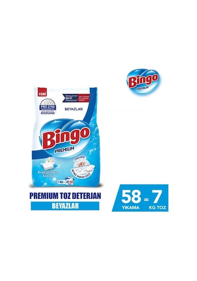 Bingo Premium Toz Çamaşır Deterjanı Beyaz 7 KG