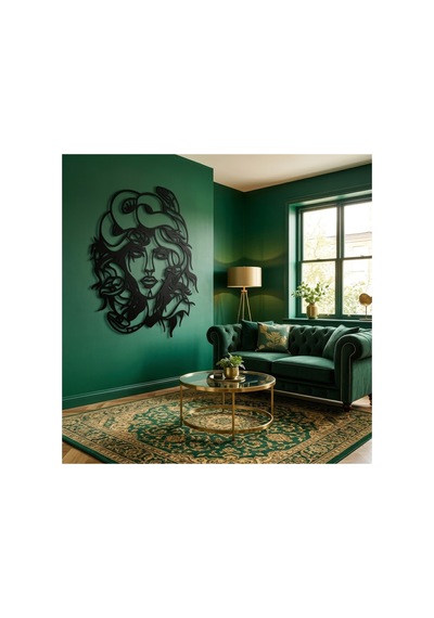 Medusa Metal Duvar Tablosu - Yosun Yeşili - 60 X 75 Cm Yeşil