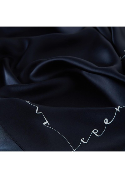 İpekevi Twill İpek Eşarp - Signature - Lacivert Beyaz Lacivert Beyaz