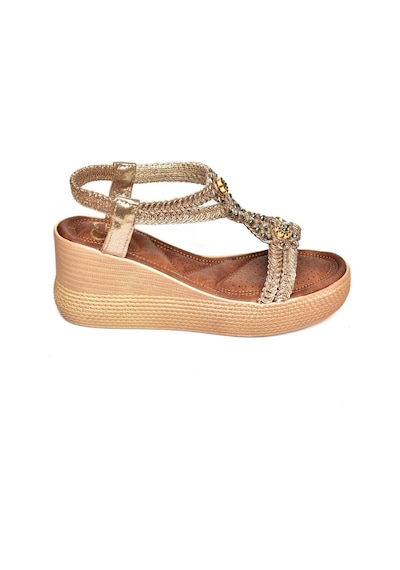 Fox Shoess258188009 Bakır Dolgu Tabanlı Kadın Sandalet Bakır