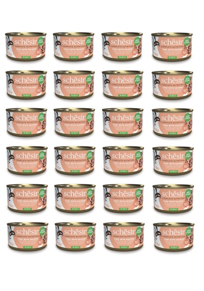 Schesir Ton Balıklı ve Somonlu Tam ve Dengeli Yetişkin Kedi Konservesi 24 x 85 G