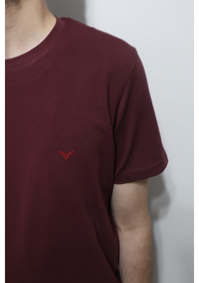 Santa Dmctekstil Erkek 2675 Düz Spor Kesim Rahat Kalıp Bisiklet Yaka Basic T-shirt Bordo