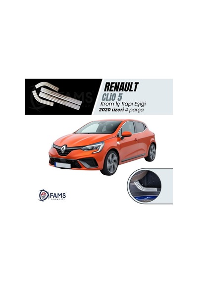 Renault Clio 5 Hb Krom İç Kapı Eşiği 4 Prç. 2020 ve Üzeri P.Çelik