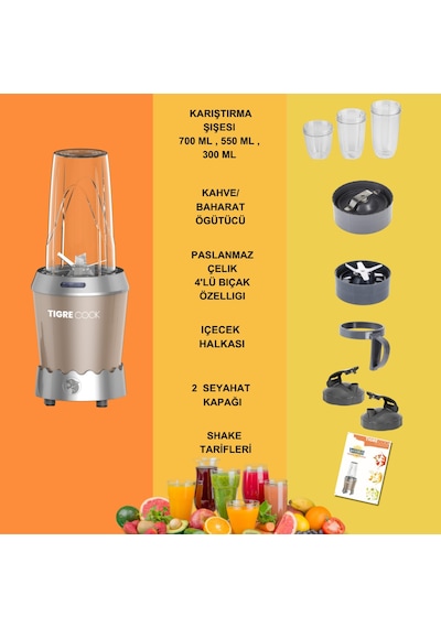 Tigrecook Nutrishake EK-2305 3 in 11000W Kişisel Smoothie Blender