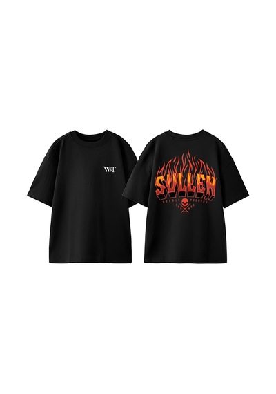 Thewert Sullen Tasarım Sırt Baskılı Pamuk Siyah Oversize T-shirt