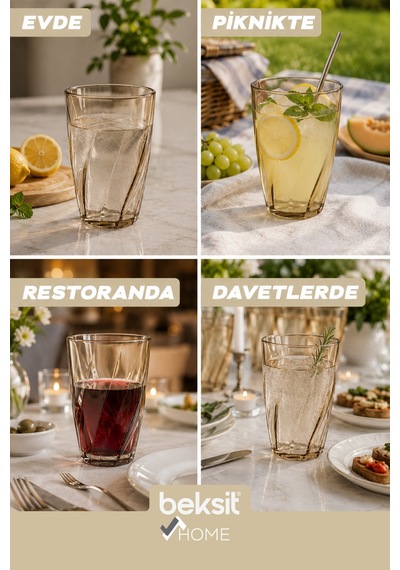 Home Glassy Kırılmaz Polikarbon 6'lı Bardak Sarı 400 Ml Sarı Sarı