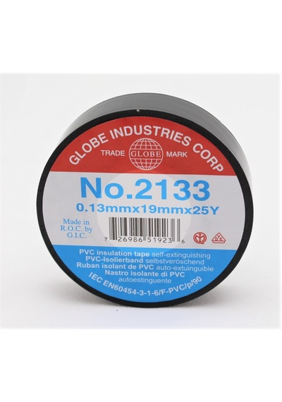 Globe Vinil İzole Bant Halogen Free Halojensiz "0.13x19x25yards" Siyah