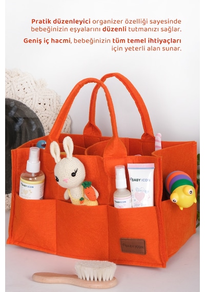 Keçe Anne Bebek Bakım Çantası Turuncu