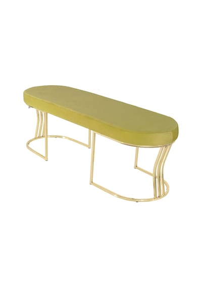 Viego Gold Smooth- Hardal Kapitoneli Model Puf & Bench & Koltuk- Oturak-uzun Makyaj Puff-yatak Odası Ucu &önü