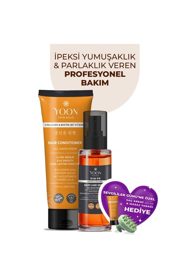 Yoon 2'li Vegan Saç Kremi & Saç Serumu, Kolajen Ve Keratin İçeren Saç Bakım Seti