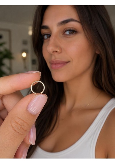 925 Ayar Gümüş Halka Burun Hızması 1 Cm Çap Gri Renk Minimal Unisex Nose Hoop Piercing çok renkli