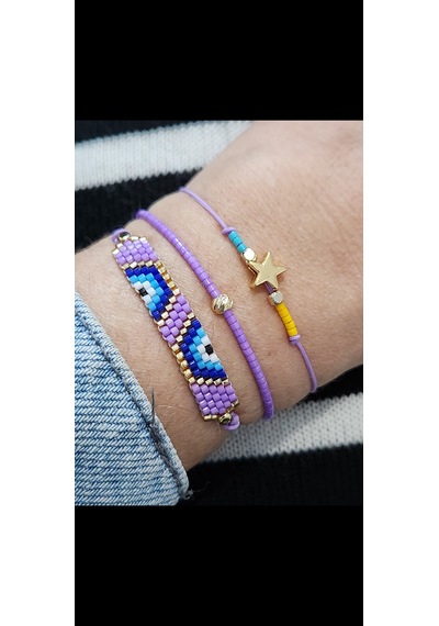 Harmel Jewelry Miyuki Mor Nazar Üçlü Bileklik