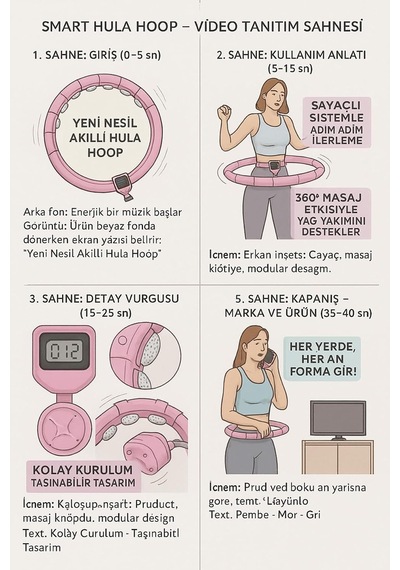 Akıllı Hula Hoop Çemberi 24 Bölüm Parça Mor Renk Fitness Spor Egzersiz Halkası Sayaçlı Mor Tek Ebat Genel
