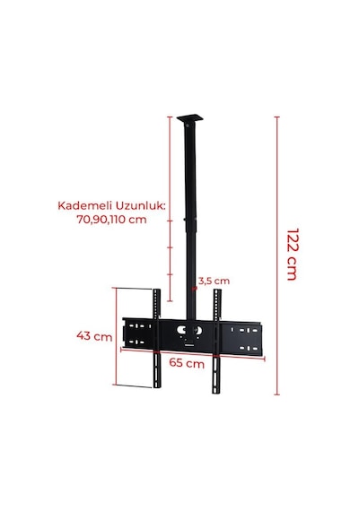 Powermaster Pm-32 Led/lcd/plazma 70-90-110 Cm Dar Ağız 45 Derece Açılı Tavan Tv Askı Aparatı