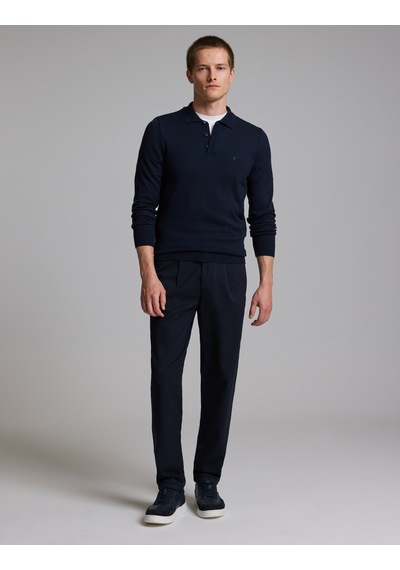 Pierre Cardin Lacivert Slim Fit Düğmeli Polo Yaka Basic Triko Kazak 50333894-vr033