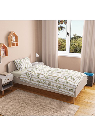 Soft Olea Tek Kişilik Nevresim Takımı - Yeşil / Bej Renkli