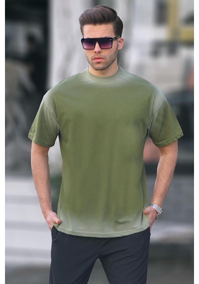Madmext Haki Oversize Basic Tişört 6123-haki Haki