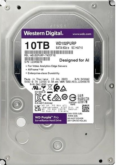 Wd 10tb Purple Pro Wd102purp 512mb 7200rpm Sata-3 Güvenlik Diski