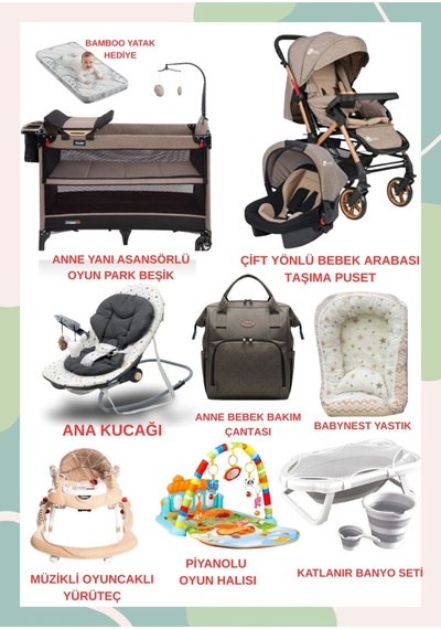 Turhanbebe Bebeğinizin Tüm İhtiyaçları Lüx Bebek Çeyiz Seti Optima Aktif Babynest Kahve