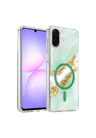 Onegif Samsung Galaxy A07 4g Uyumlu Lotus Simli Magsafe Kapak - Yeşil Çok Renkli