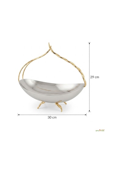 Sedefli Paslanmaz Gondol Sunum 30x18x30 Cm Gümüş - altın