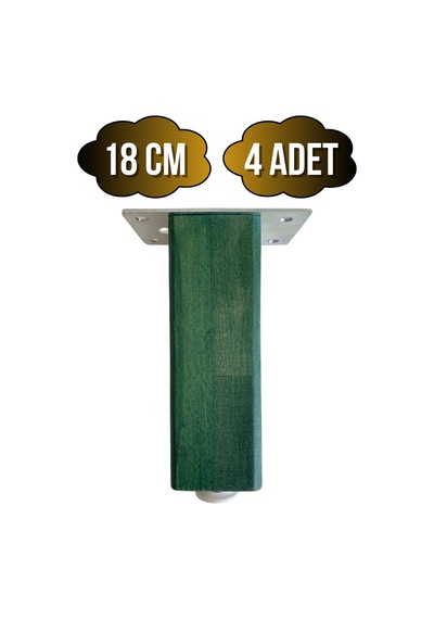 Kale Ayarlı Ahşap Ayak Mobilya Masa Ve Dolap Ayağı Yeşil Kayın/gürgen Ağacı 18cm 4 Adet Yeşil