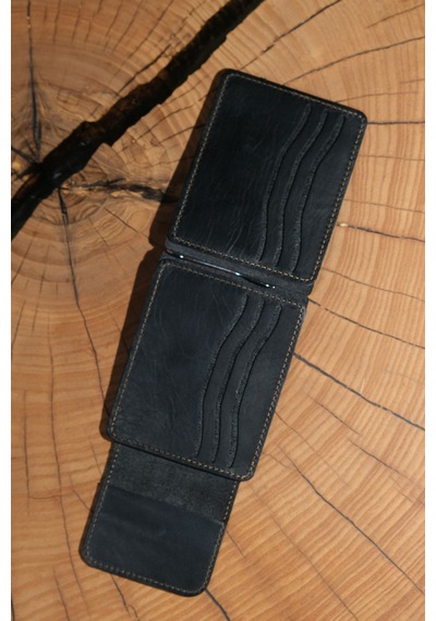 Lenax Leather Milano Hakiki Deri Cüzdan Kartlık Nakit Para Klipsli Bozuk Para Cepli Erkek Cüzdan Siyah