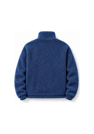 Genius Store Oversize Peluş Erkek İçi Polarlı Tam Fermuarlı Sherpa Sonbahar Kış Kadın Polar Sweatshirt Oversıze-pelus İndigo