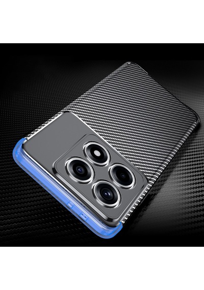 Xiaomi 14t Kılıf Karbon Görünümlü Silikon Kamera Korumalı Üstün Koruma Pazarplus Siyah