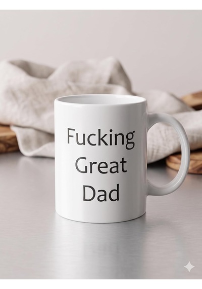 Great Dad Kupa - Harika Baba Komik Seramik Bardak Babalar Günü Hediyesi 325ml Beyaz - Çok Renkli