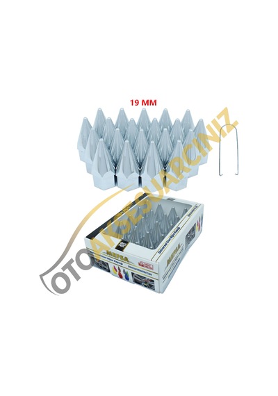 A Kalite Mefsa Bijon Kapağı Sivri 19 Mm Krom 20 Li Set