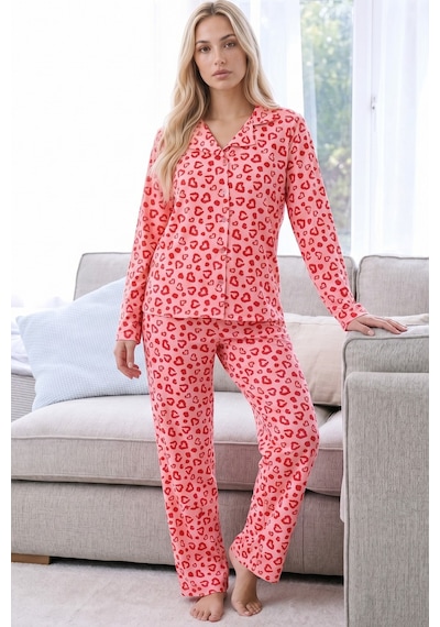 Siyah İnci Desenli Termal Kumaşlı Ultra Soft Yumuşak Düğmeli Örme Pijama Takımı 26226807 Pembe Siyah İnci Desenli Termal Kumaşlı Ultra Soft Yumuşak Düğmeli Örme Pijama Takımı 26226807 Pembe