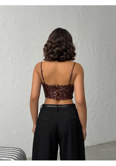 Verymoda Pulpayet Abiye Büstüyer - F2063 Koyu Kahve